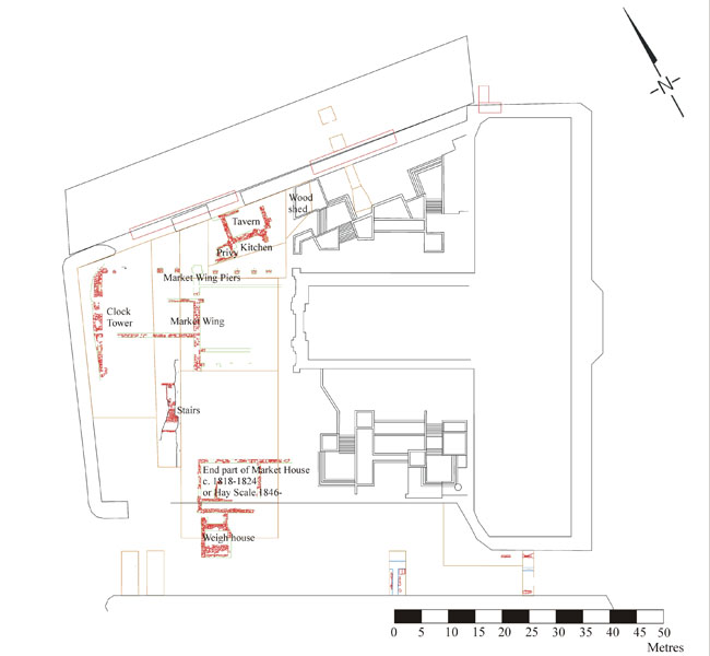 Site plan of excavations at Market Square.